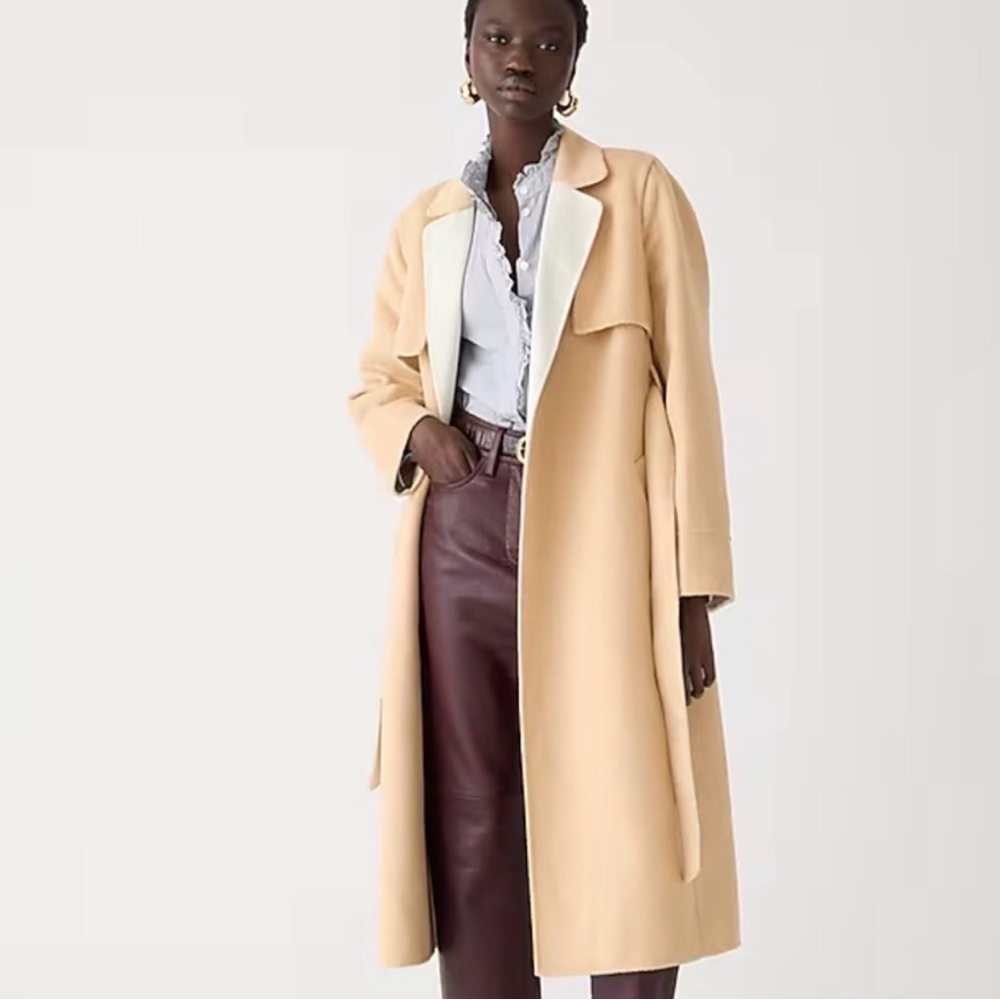 NWT J crew natural sand Harriet trench coat in double-faced blend